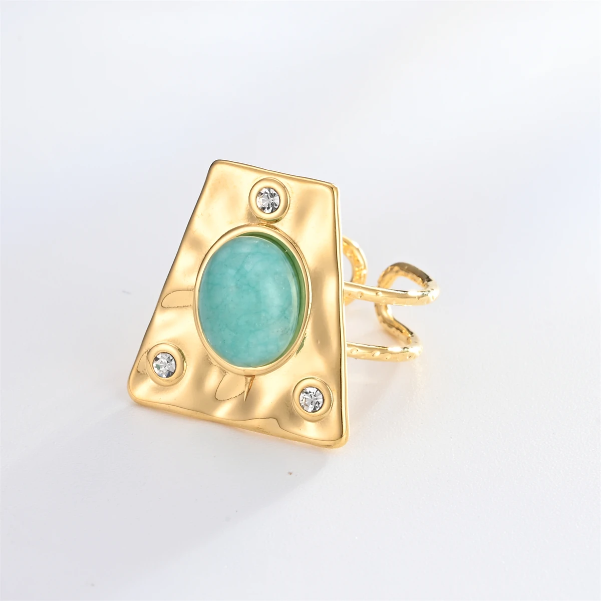 Новые Ретро Кольца из натурального камня Женские Геометрические открытые