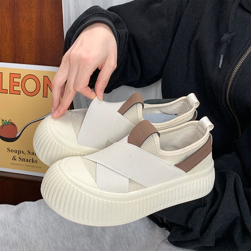 New for summer 2023, mesh breathable women's single shoes, platform casual women's shoes, lazy shoes without lace-up sleeves