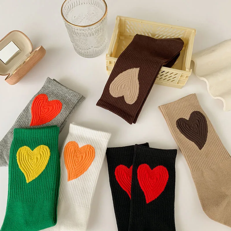 Cotton Ankle Long Socks Women Female Trendy Ladies Mid Japanese Korean College Style Small Love Cute Designer Socks
