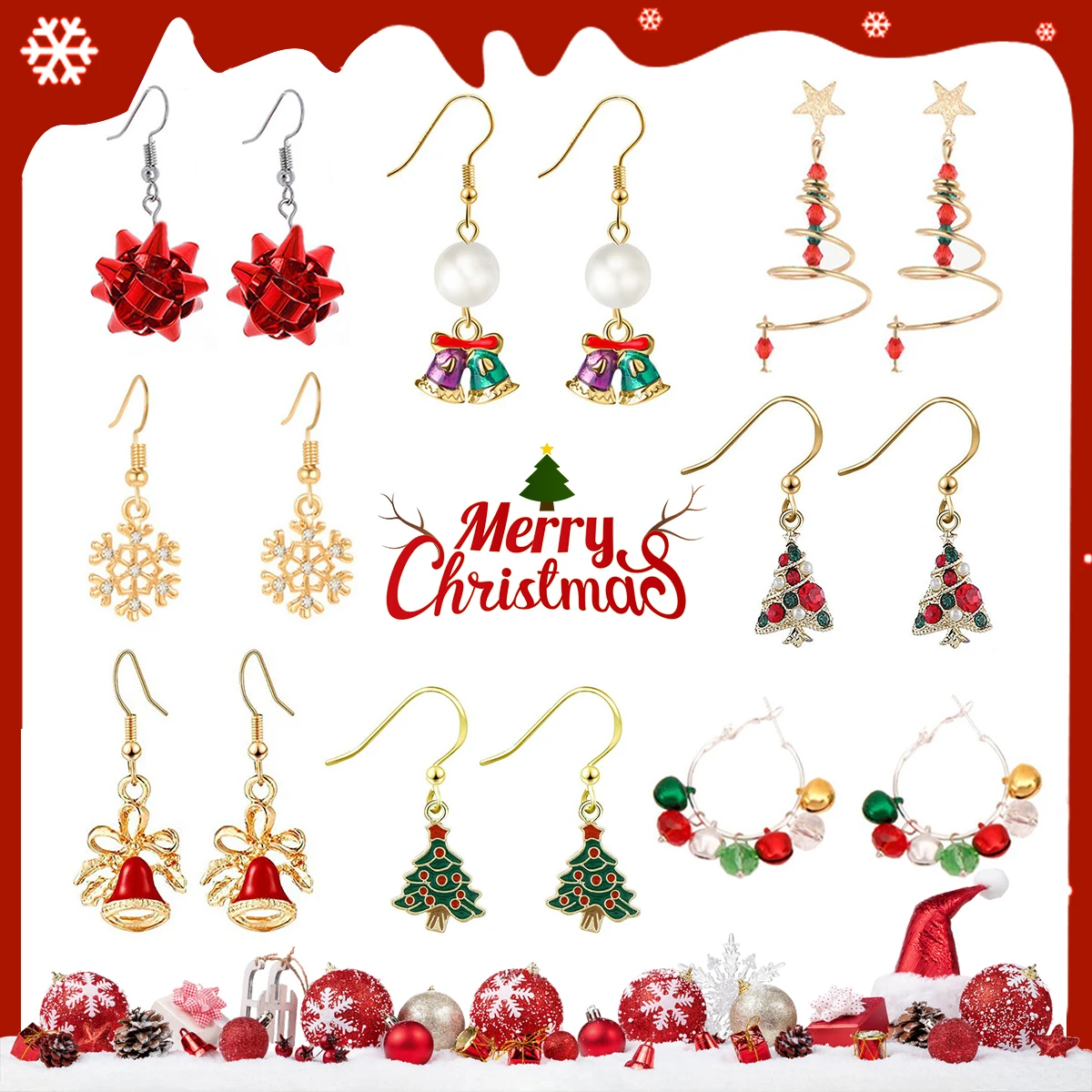 

2022 Winter Merry Christmas Drop Earring Women Fashion Snowflake Santa Claus Snowmen Tree Earrings Girls Xmas Jewelry Gifts