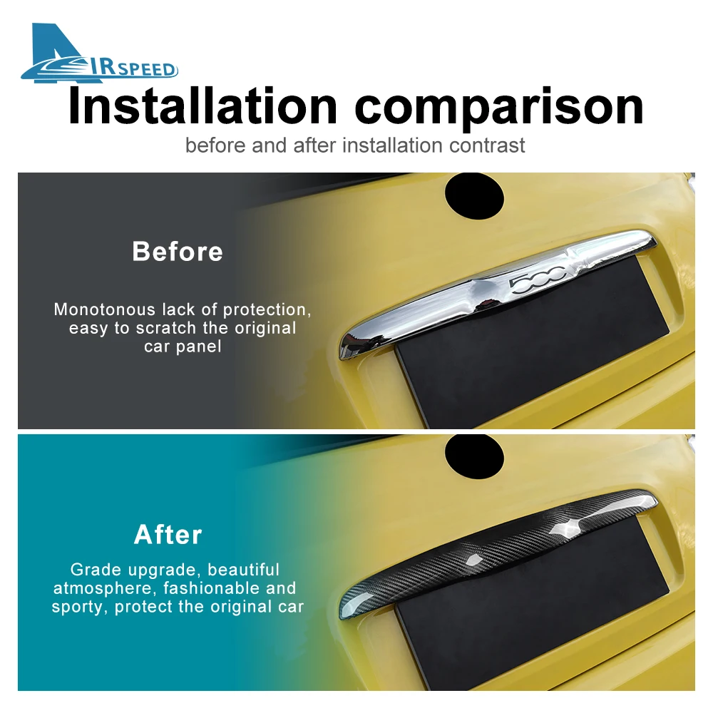 Наклейка из настоящего твердого углеродного волокна для Fiat 500 08-23 Abarth 595 2012-2023 695