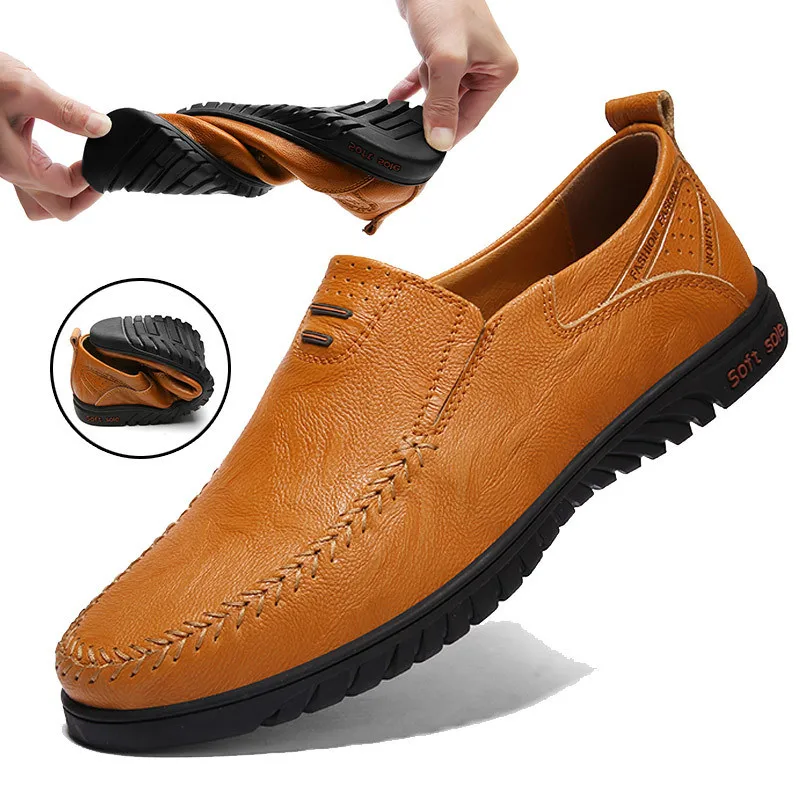 

Genuine Leather Men Shoes Luxury Brand 2022 Casual Slip on Formal Loafers Men Moccasins Italian Black Male Driving Shoes