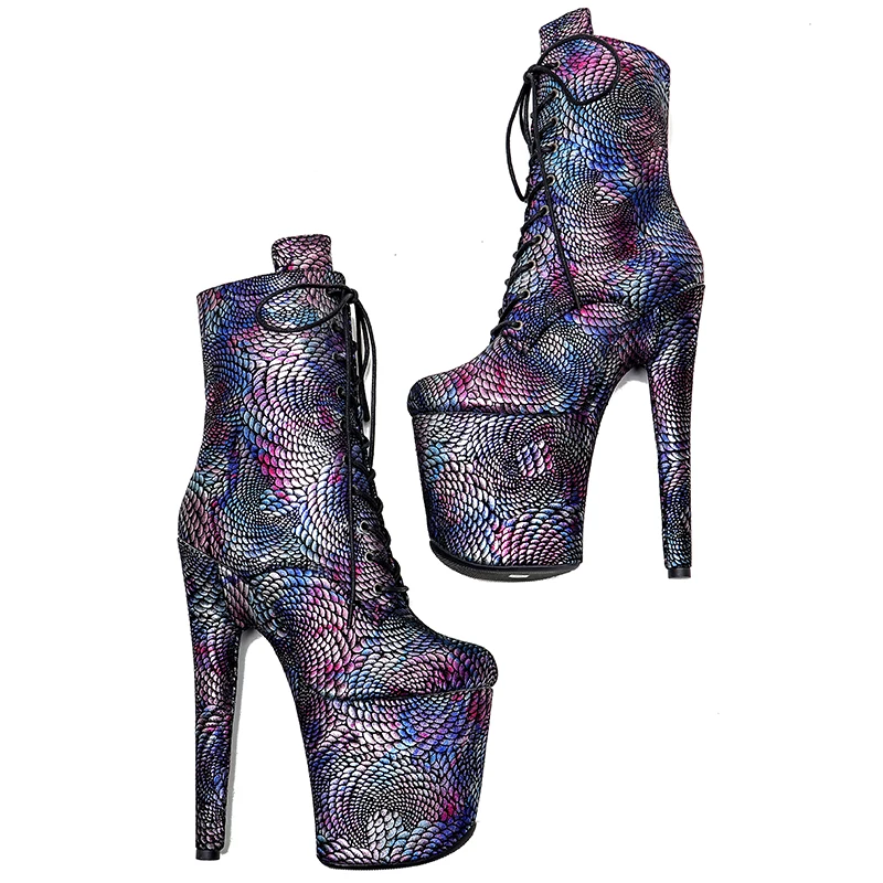 Leecabe 20CM/8Inch Genuine Leather Women's Platform disco party High Heels  Pole Dance boot