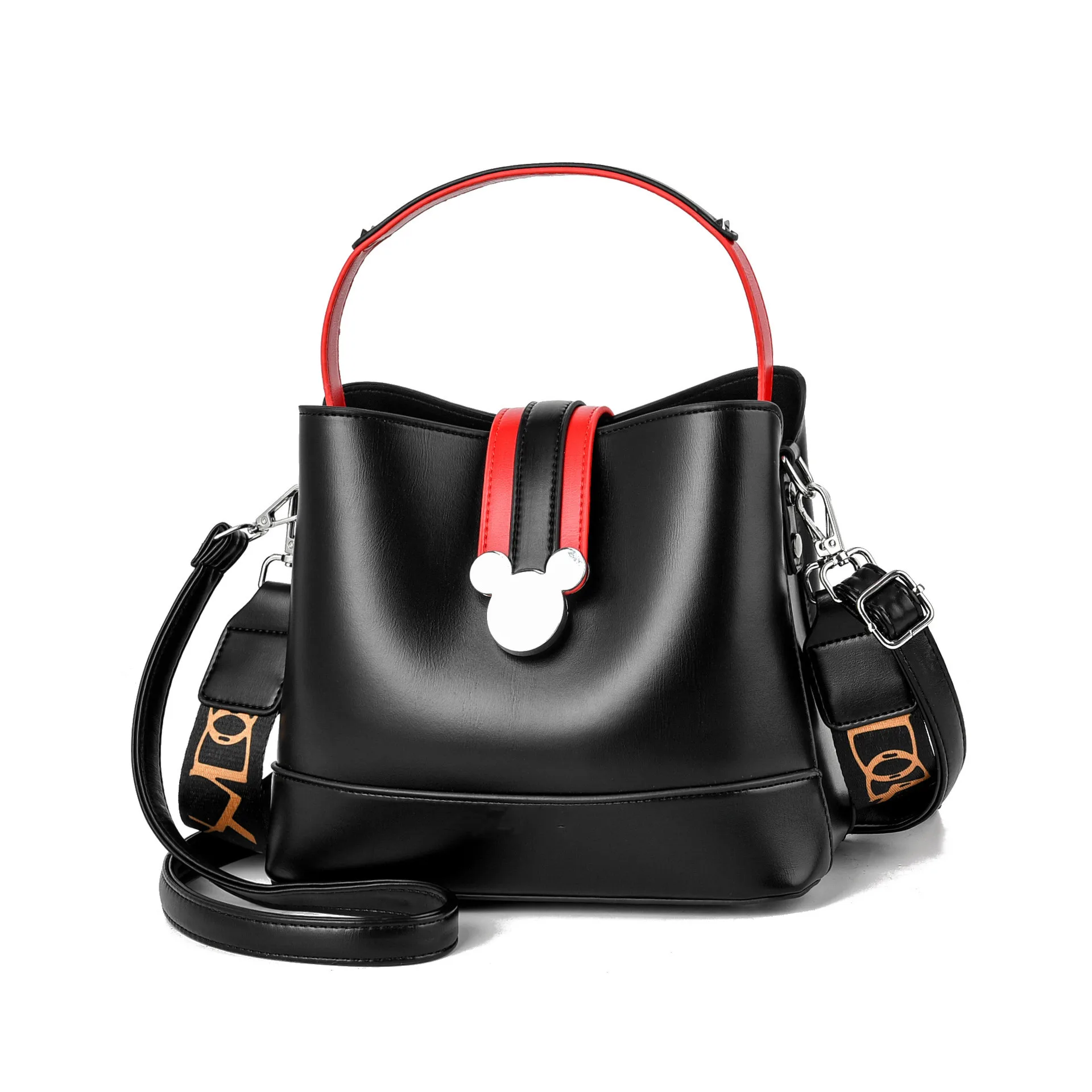 

Disney's new Mickey high quality bucket women's shoulder messenger handbag fashion travel shopping bag girl mobile phone bag
