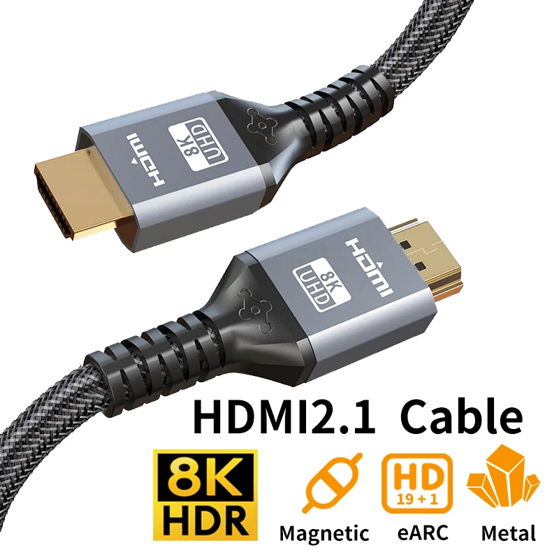 HDMI2.1 Cavo per PS4 Apple TV 8K/60Hz 4K/120Hz 48Gbps HDMI-Splitter Switch Box Extender 19 + 1 Core eARC Video Cavo audio