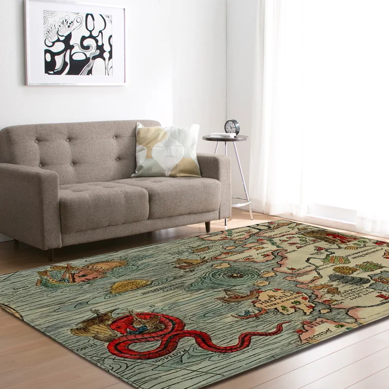 

Nordic Retro Abstract Pattern Printed Felt Carpet Modern Simple Living Room Decorative Carpet Bedroom Entrance Floor Mat