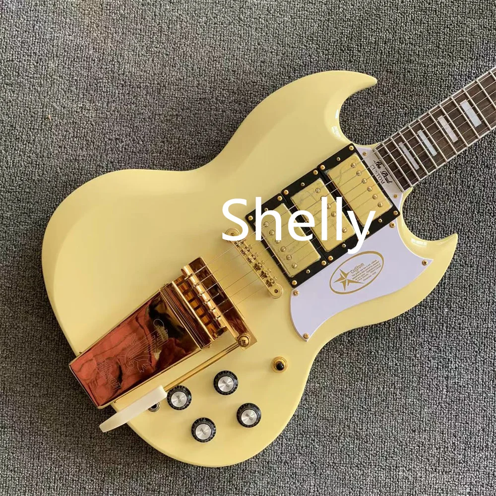 

In stock Professional guitar, electric guitar sales shop, factory direct, can be a large number of custom, good quality, yellow