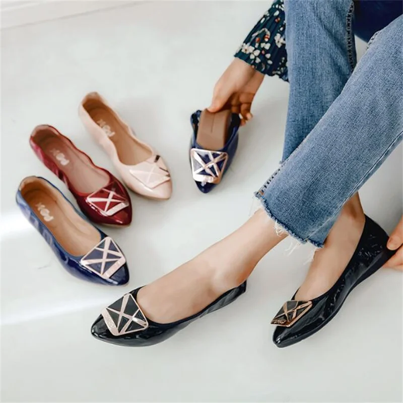 

2022 Ballerina Shoes Women Spring Fashion Ballet Flats Shoes Square Toe Patent Leather ShoesLoafers Women Girls