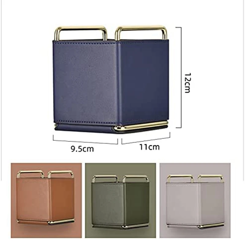 

Многофункциональный кожаный Настольный ящик для хранения, офисный держатель для ручек, коробка для хранения косметики, настольный менедже...