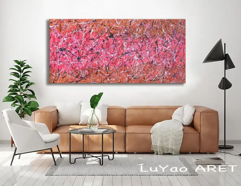 

Jackson Pollock Style Painting.large wall art .Modern abstract contemporary wall Oil Painting metal wall art Original art large
