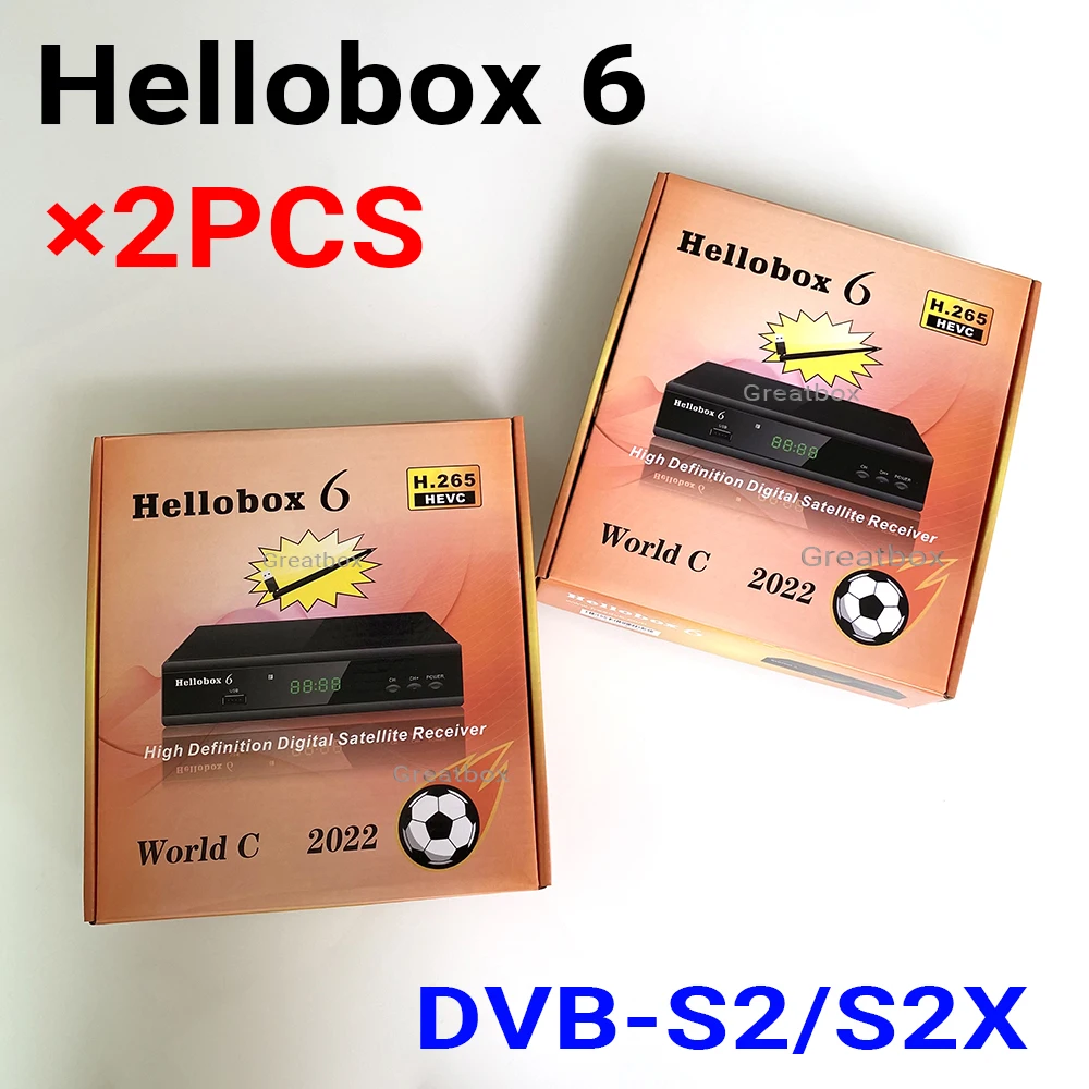

[2PCS] Hellobox 6 Satellite Receiver Support H.265 HEVC T2MI USB WiFi Auto Powervu Biss Cline Newcamd Hellobox6