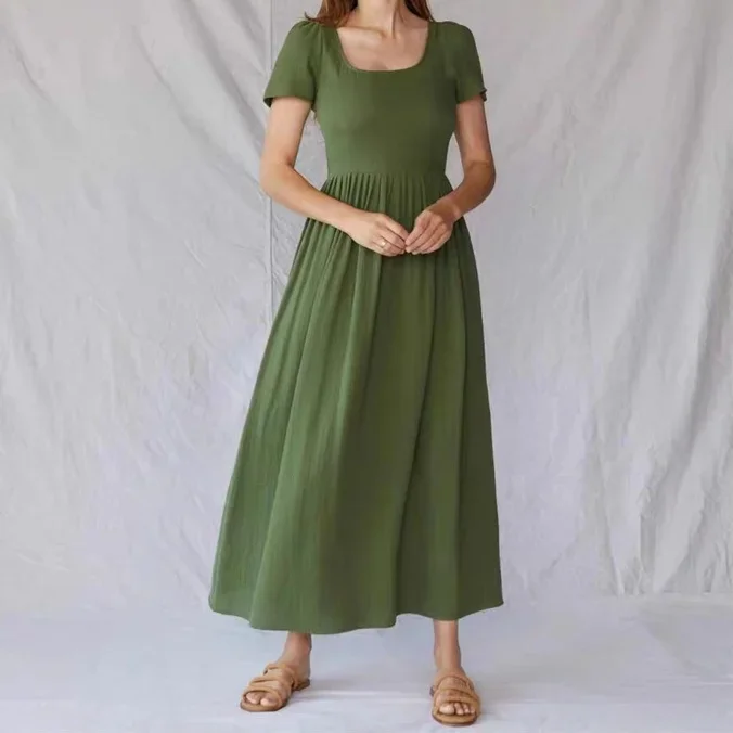 Новинка лета 2023 длинное Хлопковое платье в стиле ретро с квадратным вырезом и