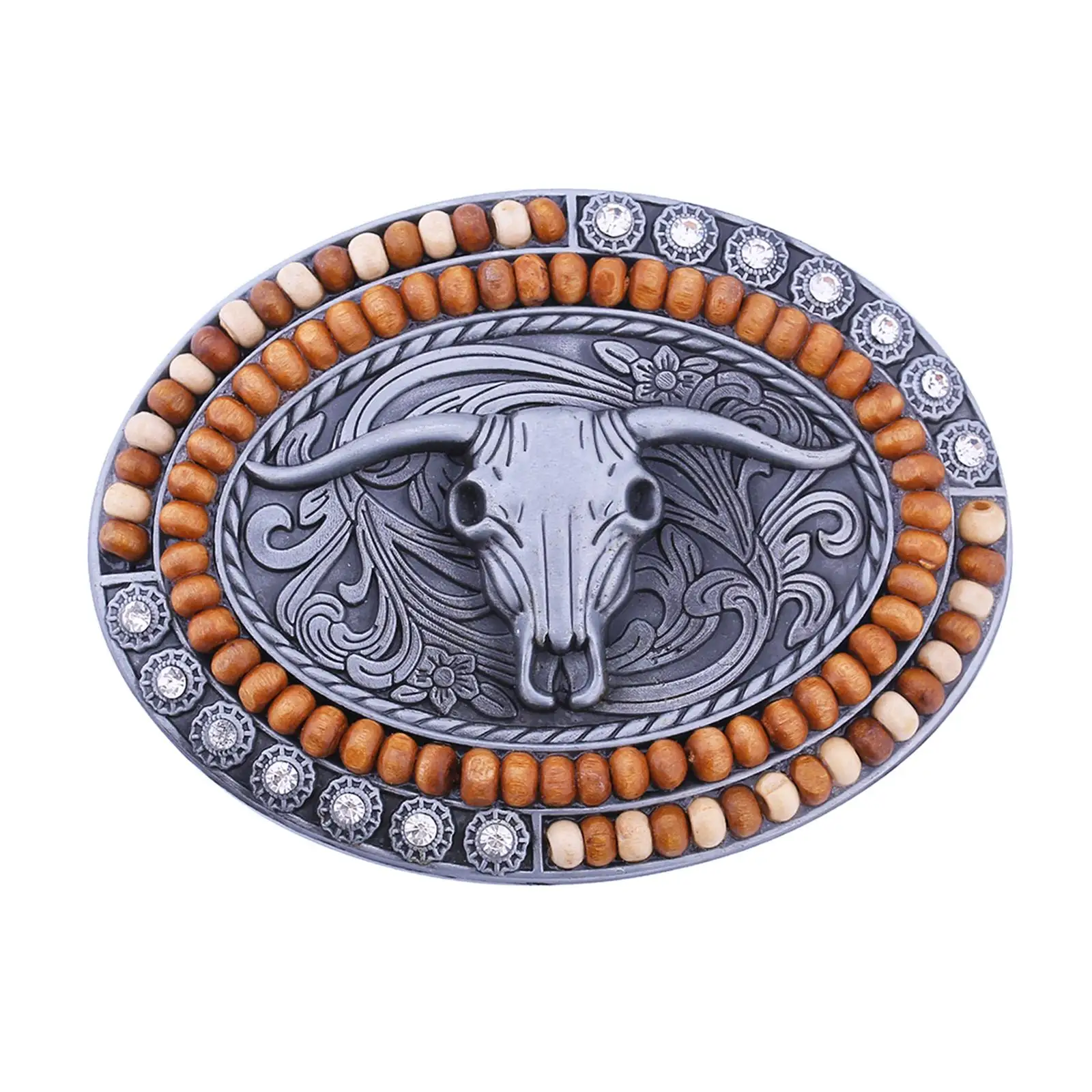 

Мужская классическая Пряжка из цинкового сплава с гравировкой Цветочные антикварные деревянные бусины коровья череп Новинка Пряжка для 1,5 ...