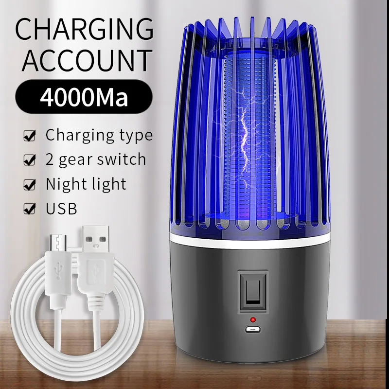 Lampada Per Zanzare Portatile Da Esterno Killer 4000Mah Usb Ricaricabile Lampara Antizanzare Per Lampada Da Campeggio Commutabile Per Uccidere Le Zanz