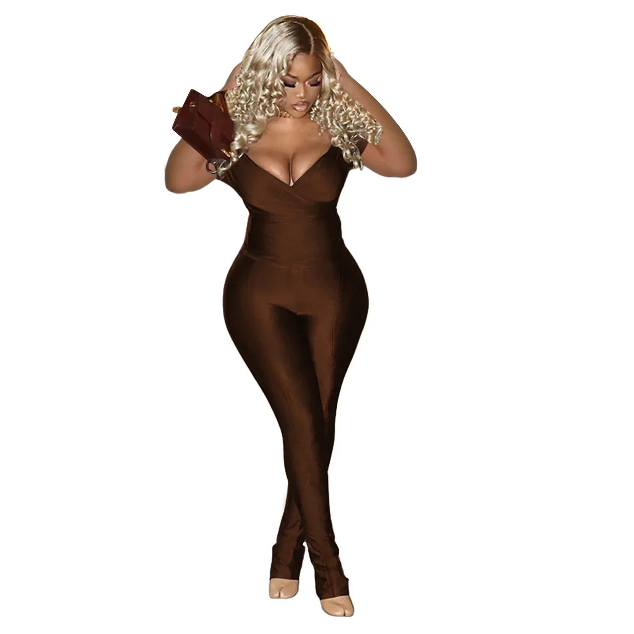 FY Q24S8491 Женский повседневный спортивный комплект из 2 предметов с открытыми