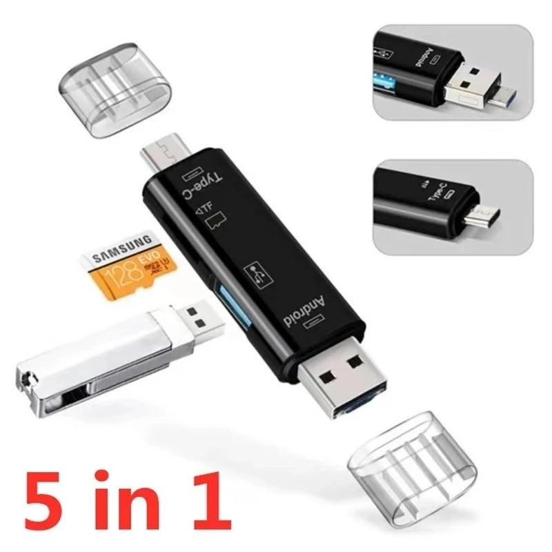 Multifunction USB 2.0 Type C/USB /Micro USB/TF/SD Smart Memory Card Reader OTG Flash Drive Card Reader Adapter Phone Accessories