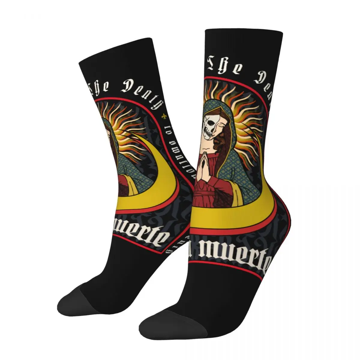 Hip Hop Retro Saint Of The Death Crazy Men's Socks Unisex Mexican Skull Santa Muerte Harajuku Pattern Printed Crew Sock Gift