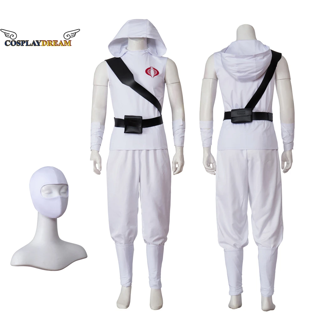 

Snake Eyes: G.I. Joe Origins Storm Shadow Cosplay Costume White Sleeveless Hooded and Pants Mask Suit Halloween Carnival Outfits