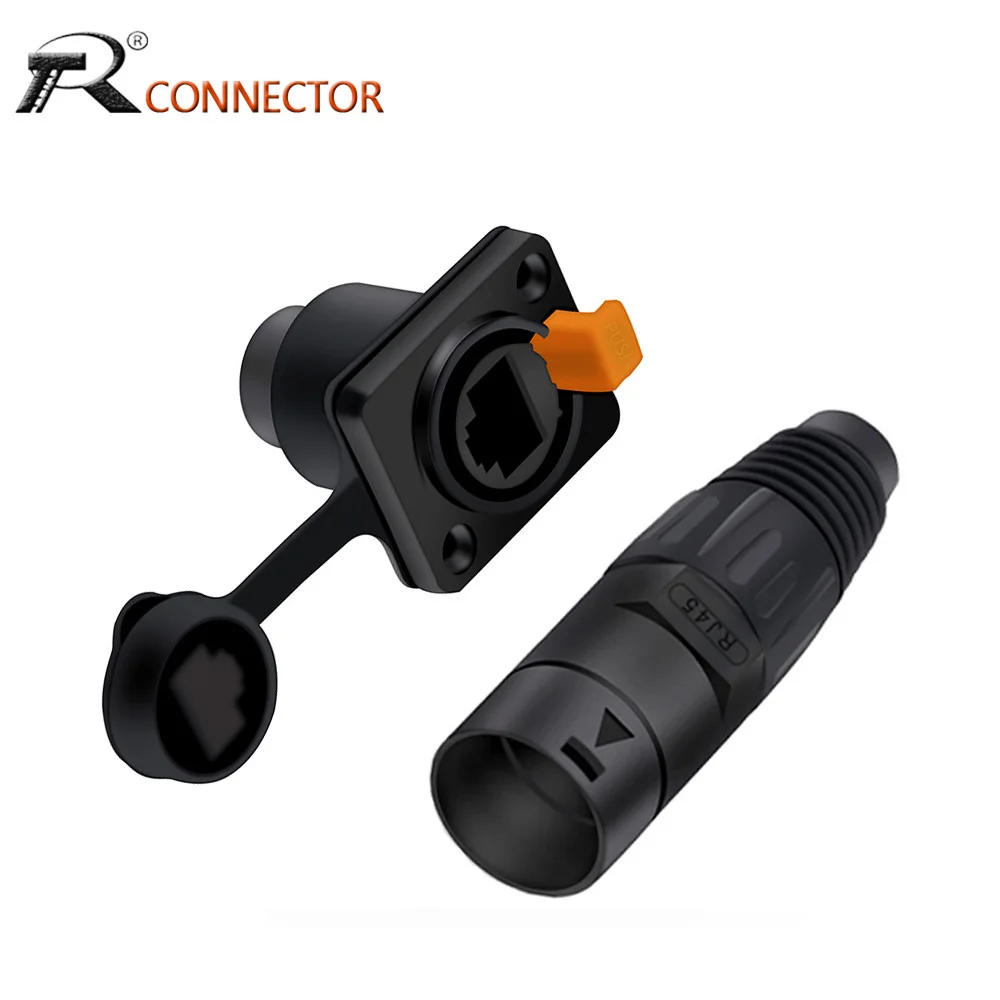 

1pair/2pcs RJ45 Waterproof Connector Female Sockets Male Plug Ethernet Connectors IP65 Panel Mount Adapter