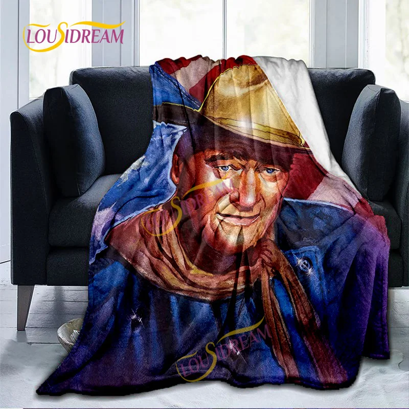 

John Wayne Blanket Super Soft 3D Printed Famous Cowboy Actor John Wayne Flannel Blanket Home Bedroom Washable Warm Lazy Blanket