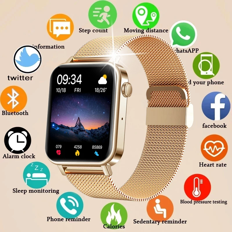 

Lige 2022 Women Smart Watch Men 1.69" Full Touch Screen Bluetooth Call Heart Rate Blood Pressure For Android Ios Smartwatch Mens