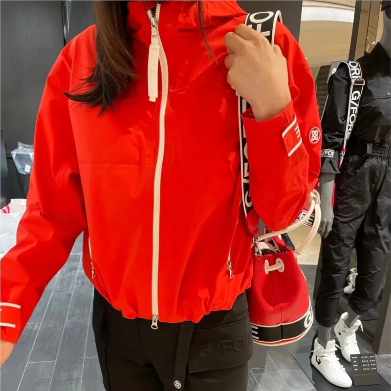 Women's Softshell Jacket, Light Hooded Windproof Coat for Outdoor Golf