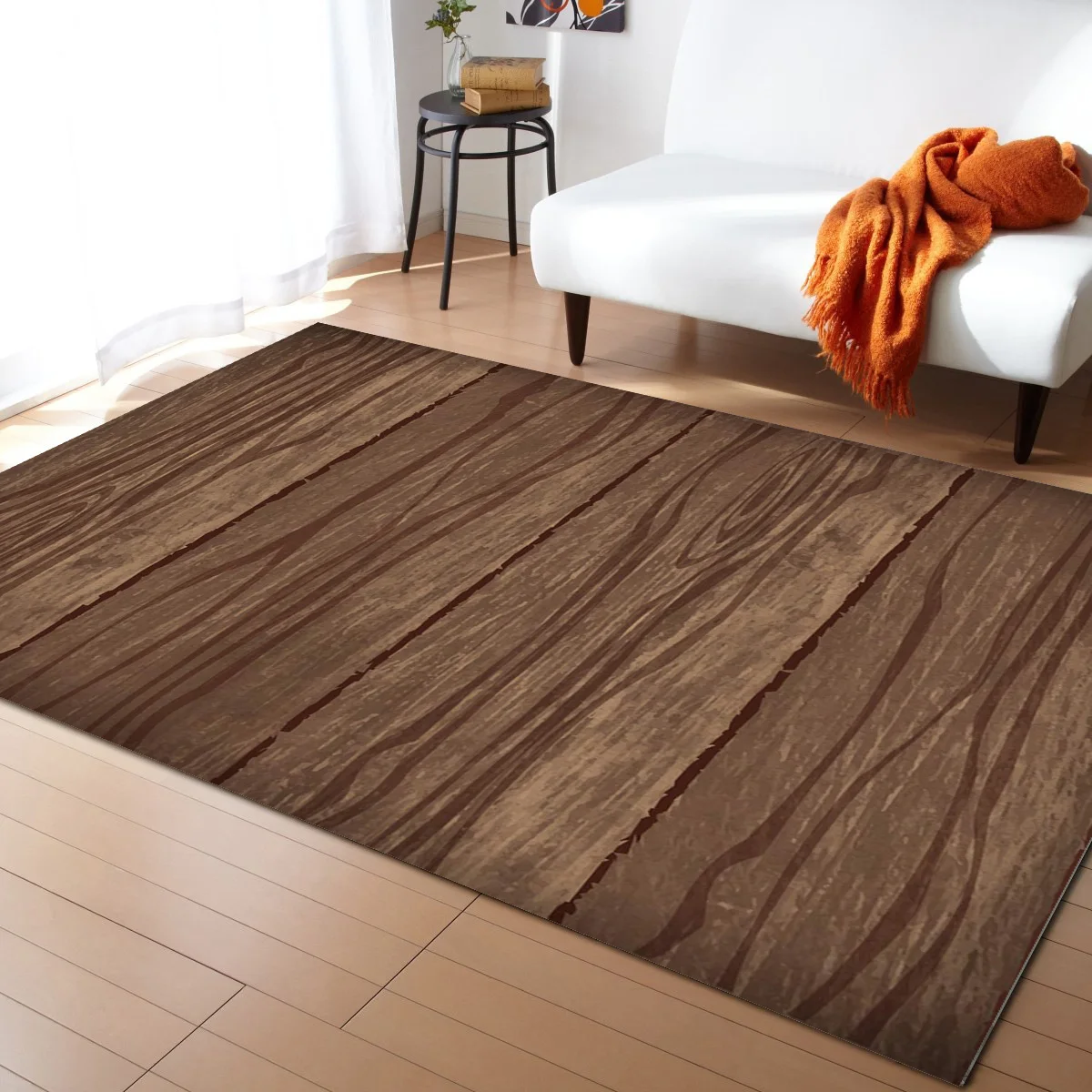 

Wood Plank Retro Brown Carpets for Bedroom Modern Area Rugs for Living Room Home Hotel Decor Printed Large Mats