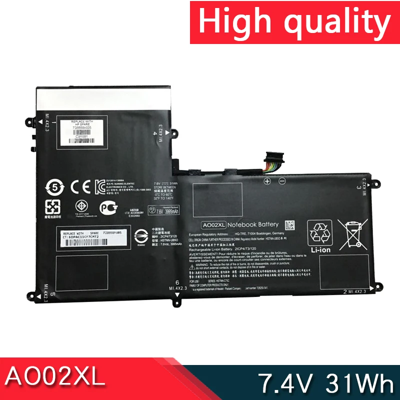 НОВЫЙ аккумулятор AO02XL 7 4 В 31 Втч для HP ElitePad 1000 G2 серии HSTNN-LB5O HSTNN-IB5Q HSTNN-UB5O HSTNN-C78C 728558
