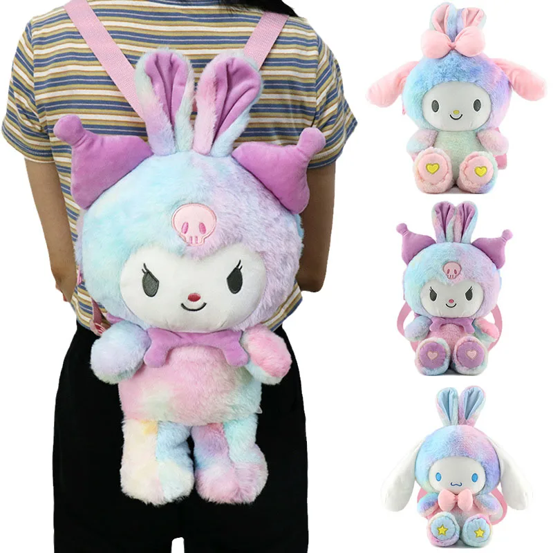 

Kawaii Sanrio Kuromi Plush Backpack Kt Cat My Melody Plush Doll Children's Backpack Cute Girl Heart Messenger Bag Travel Bag