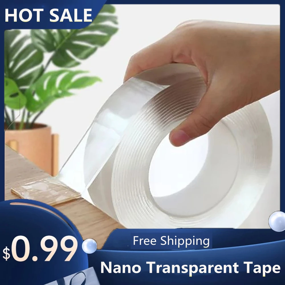 

1/3/5m NanoTape Kitchen Bathroom Home Decor Tapes Waterproof Wall Sticker Reusable Heat Resistant Transparent Double Sided Tape