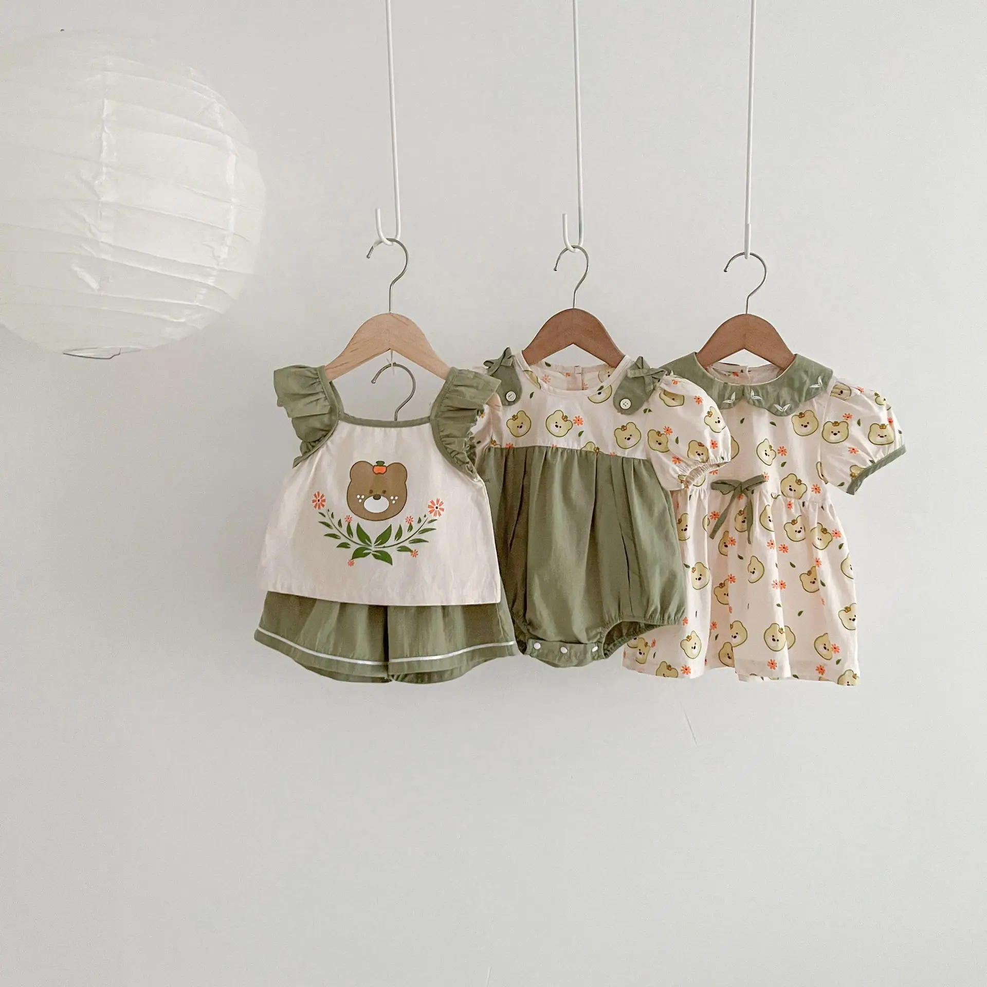 

2 шт./комплект, детский хлопковый костюм с шортами и рукавами-фонариками