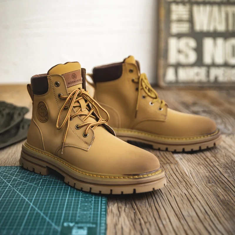 New Genuine Leather Boots Men's Martin Boots Women's Retro Workwear Mountaineering Motorcycle Boots Botas Masculinas Boots Homme