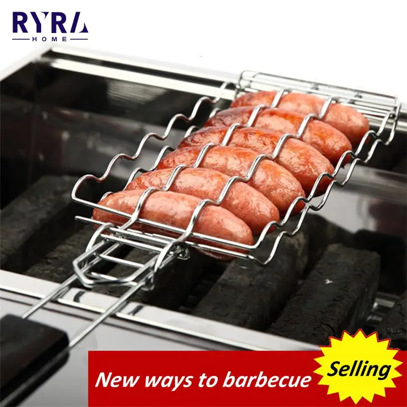 

Sausage Grill Mesh Grill Basket Mesh Grill Picnic Camping Grill Mesh Household Kitchen Outdoor Barbecue Sausage Mesh Accessories