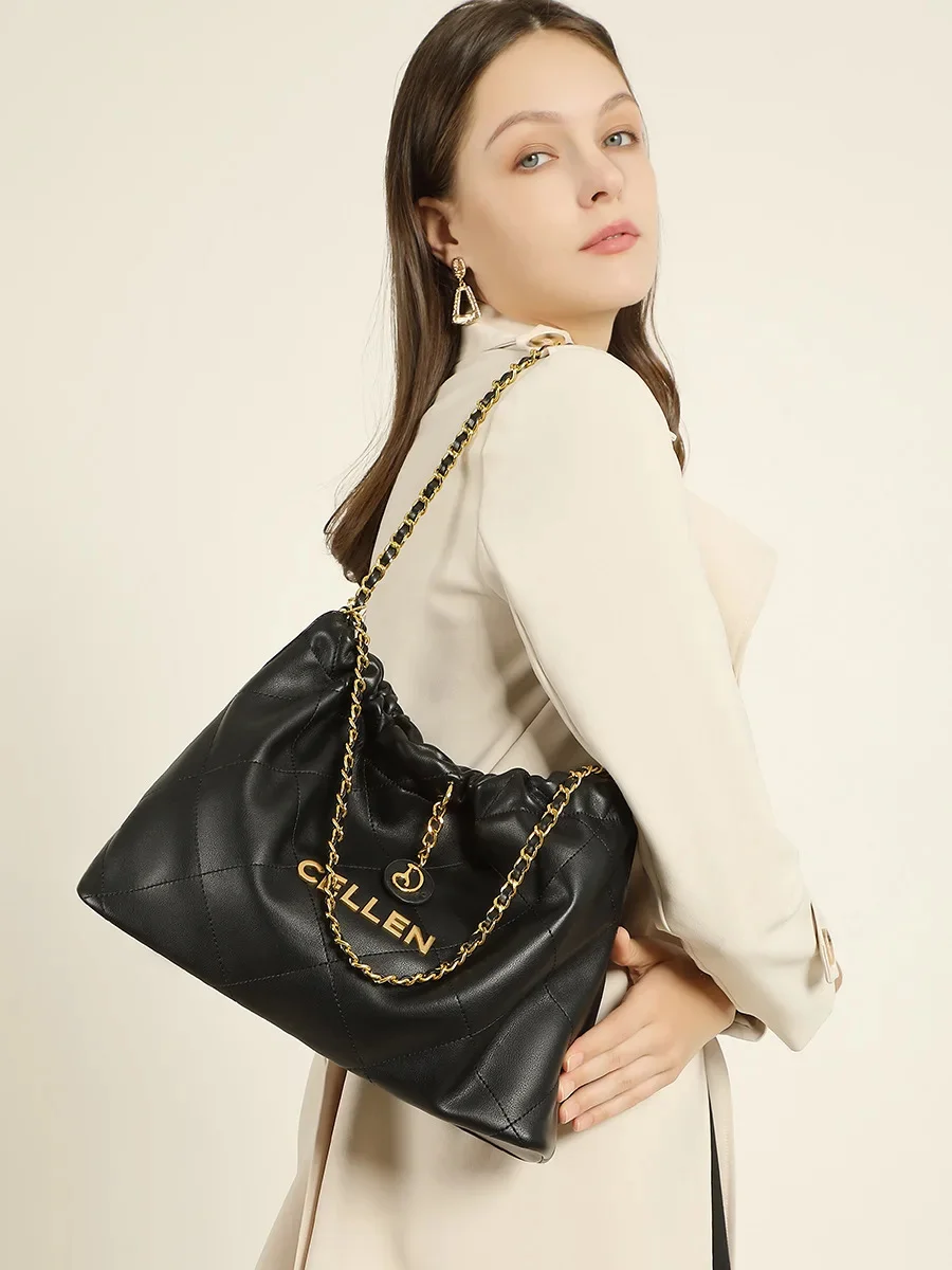 

Сумка кросс-боди Женская с цепочкой, Роскошный дизайнерский саквояж кросс-боди из натуральной кожи, сумочка на плечо, мессенджер