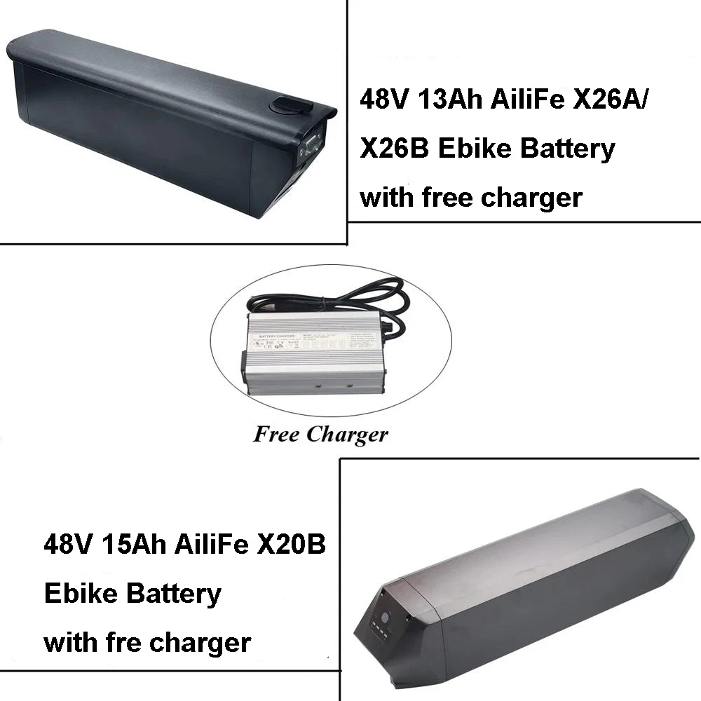 Съемный литий-ионный аккумулятор для электровелосипеда AiliFe X20B X26A X26B 48 В 13 а/ч 15