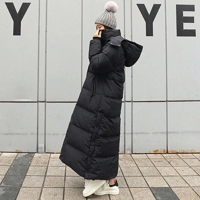 DIMI Female Knee Winter Jacket Woman with Thick Black Coat In Winter Down Parka Super Long Jacket