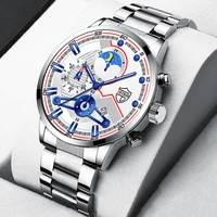 luxury fashion mens watches men business stainless steel quartz wristwatch calendar man casual leather watch luminous clock