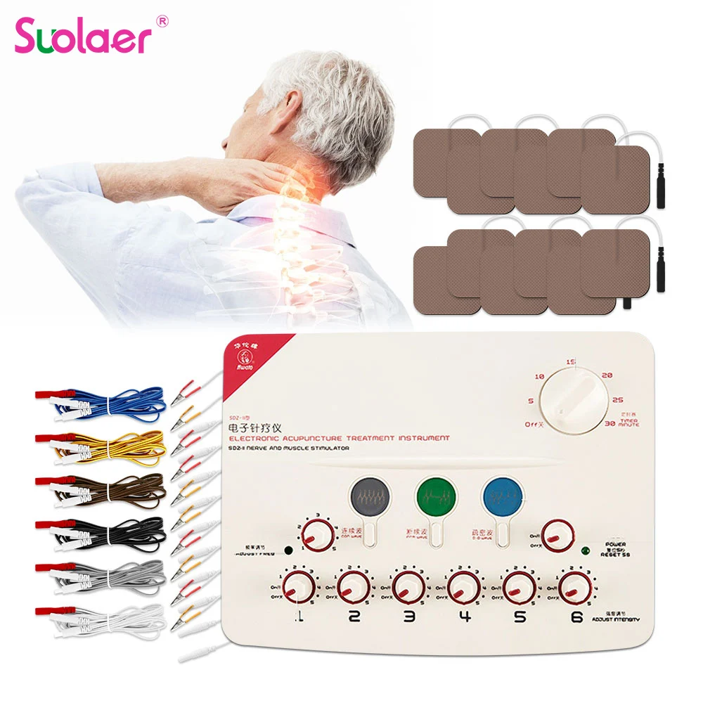 

Digital 6 Output Channel Multi-Functional TENS Body Massager Electric Muscle Stimulator Relax Electroacupuncture Patch Massage