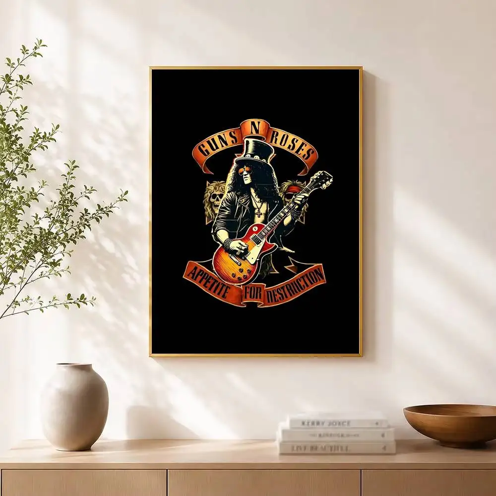 Фото Постер группы G-Guns N-R-Roses, водонепроницаемая настенная наклейка для бара, гостиной, винтажный декор, высококачественная печать, подарок. №4
