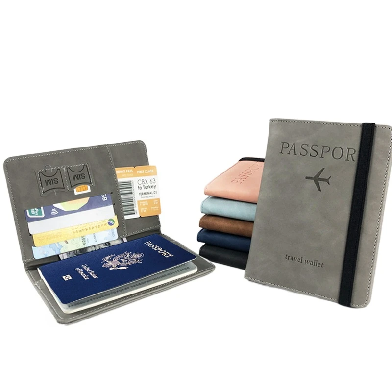 

PU RFID Passport Cover Case with Credit ID Card Slots Pocket Wallet Passport Holder Bag for Travel Multifunction Protector Case