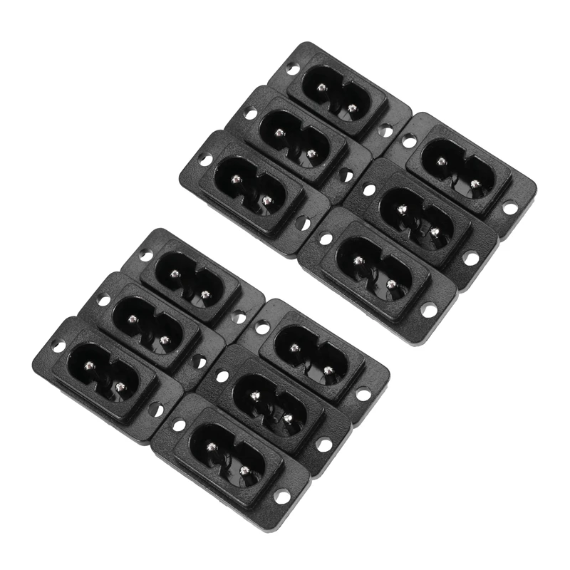 

Black 2 Pin IEC320 C8 Screw Mount Inlet Plug Socket AC 250V 2.5A 12 Pcs