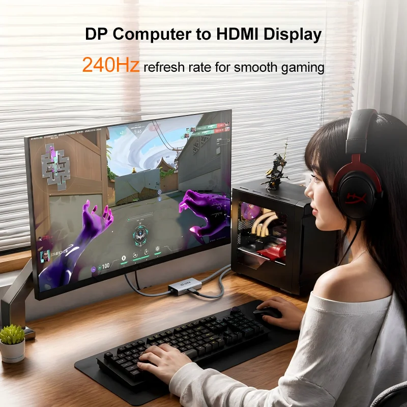Фото Двунаправленный кабель HDMI-DP 4K@60Hz, активный адаптер DP-HDMI для Switch/PS5/Xbox, ноутбуков, ПК, портативных мониторов №4