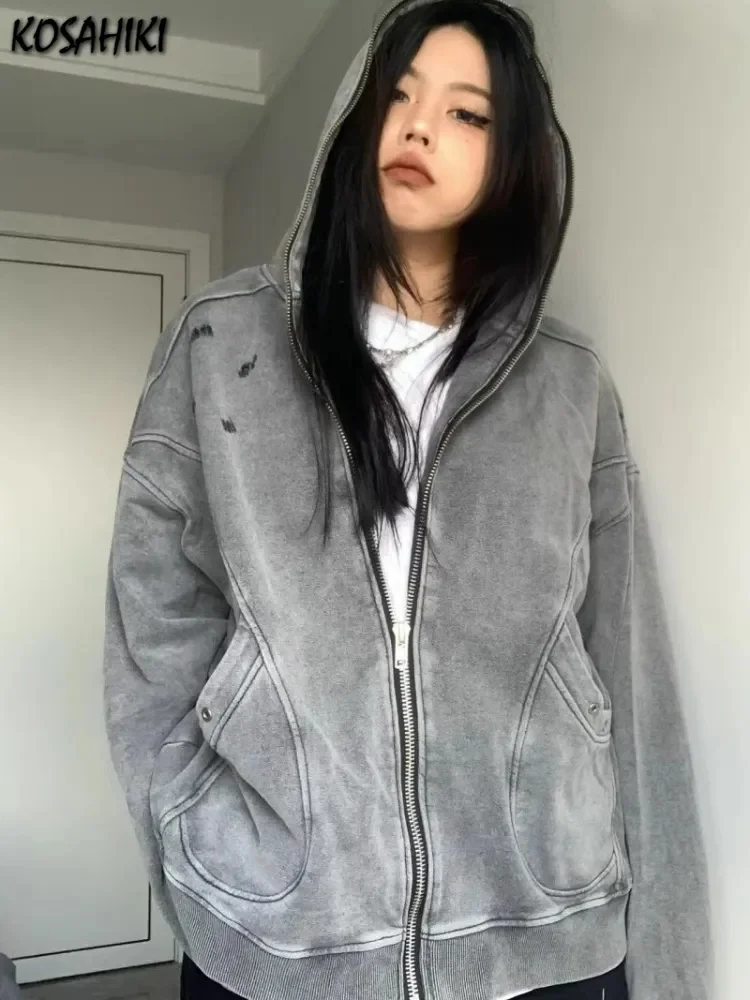 

Женская толстовка с капюшоном, на молнии, в стиле Харадзюку