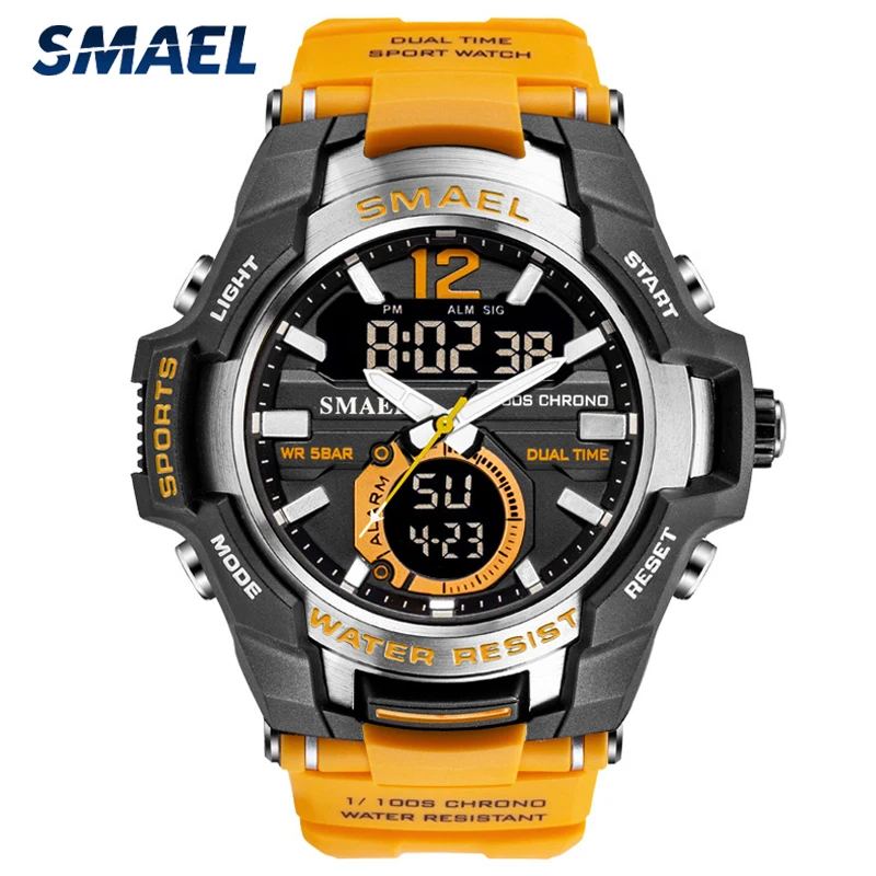

New SMAEL Mens Watches LED Analog Quartz Watch Men Army Military Sport Watches Men's Waterproof Digital Watch Male Clock