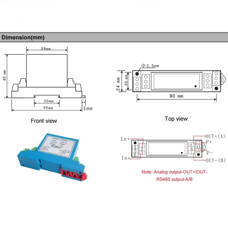 Датчик напряжения постоянного тока QNHV3 In 10mV 50mV 100mV 0.5V 1V 10V 200V 500V 1000V 2000V Out 5V 0~20mA 4~20mA