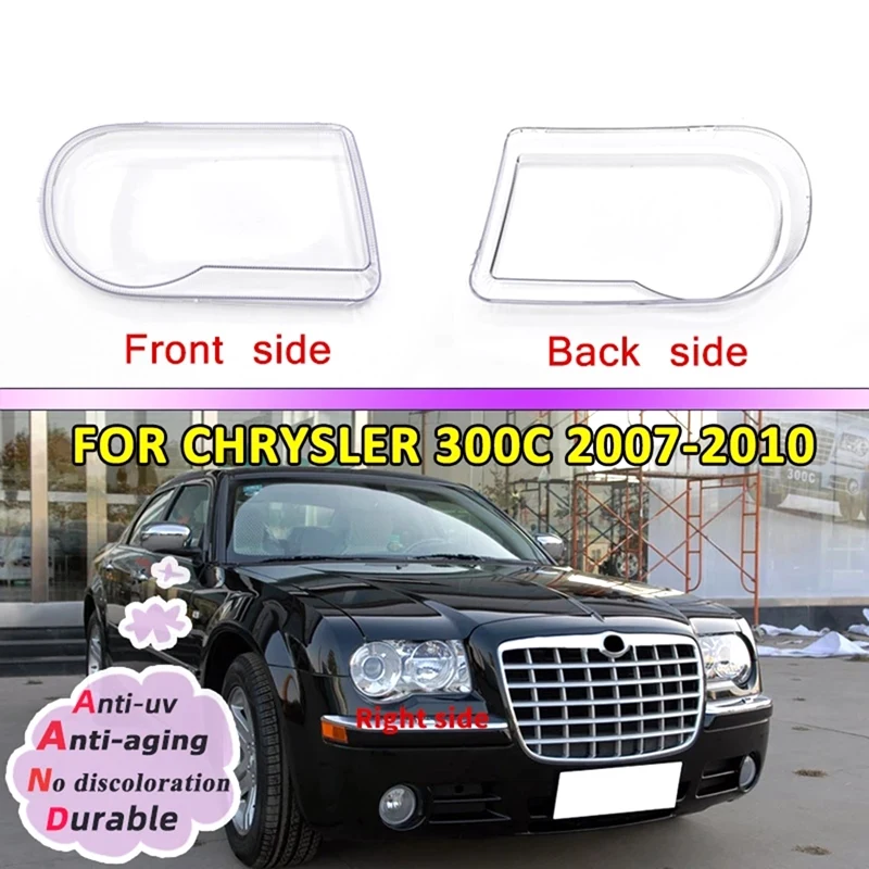 2 Pcs Car Headlight Transparent Lens Cover Replacement For Chrysler 300C 2007-2010, Left & Right