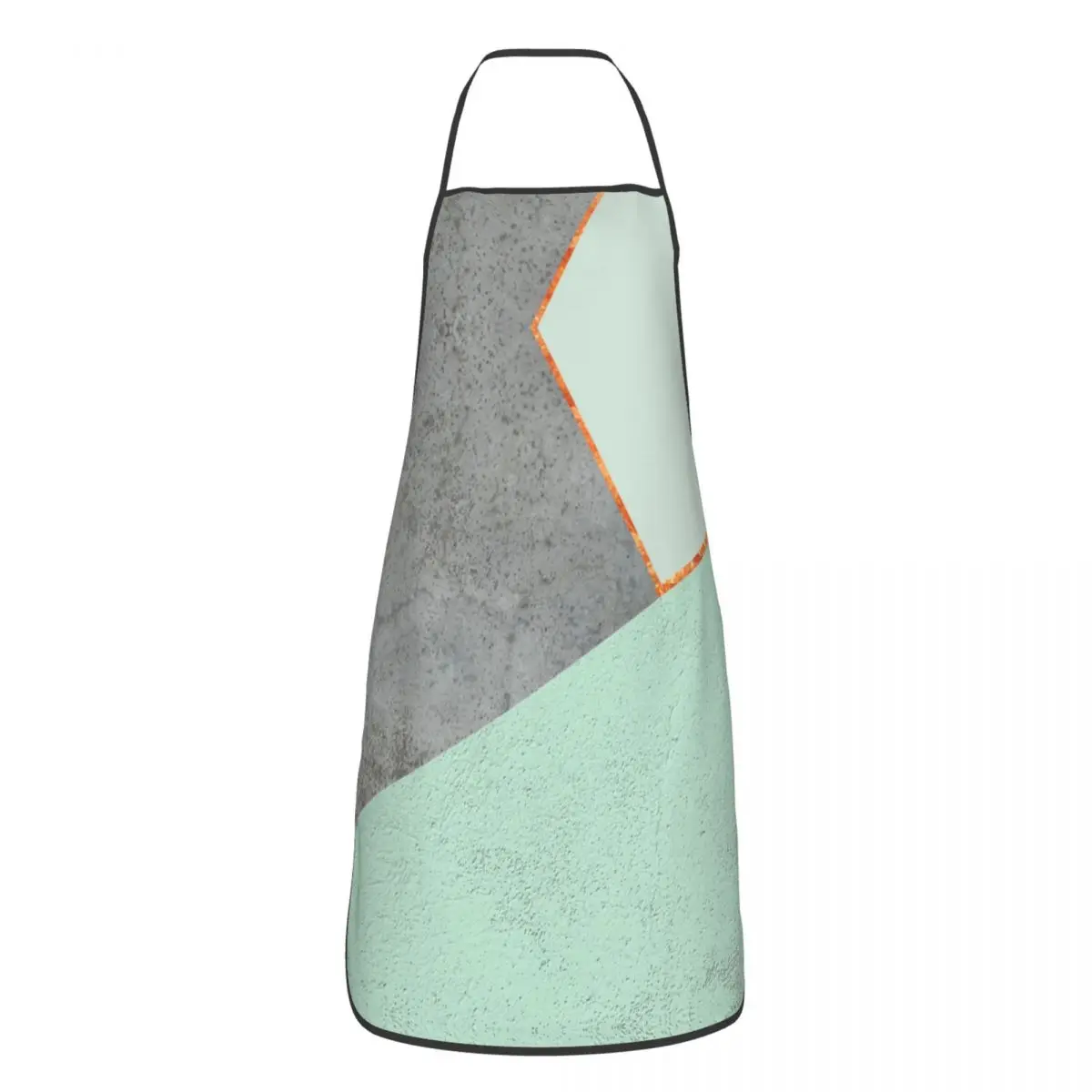 

Mint Copper Gray Geometric Abstract Pattern Apron Women Men Unisex Bib Geometry Cooking Kitchen Tablier Cuisine Chef Gardening