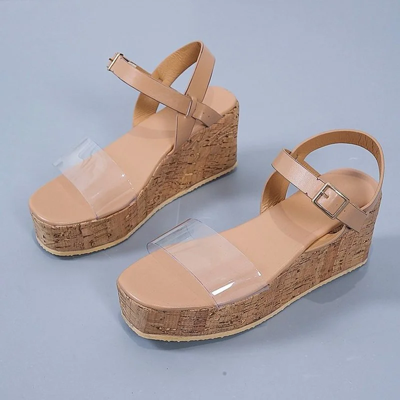 

Женские сандалии на танкетке, летние шлепанцы на высоком каблуке, Размеры 35-43