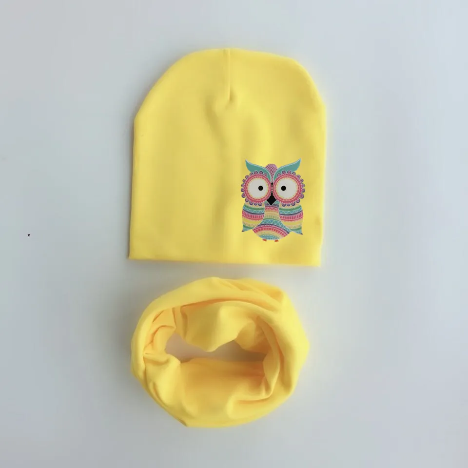1 Set Autumn Winter Crochet Baby Hat Girl Boy Beanie Cap Children Hats Toddler Kids Scarf Collars gorros owl invierno | Детская одежда