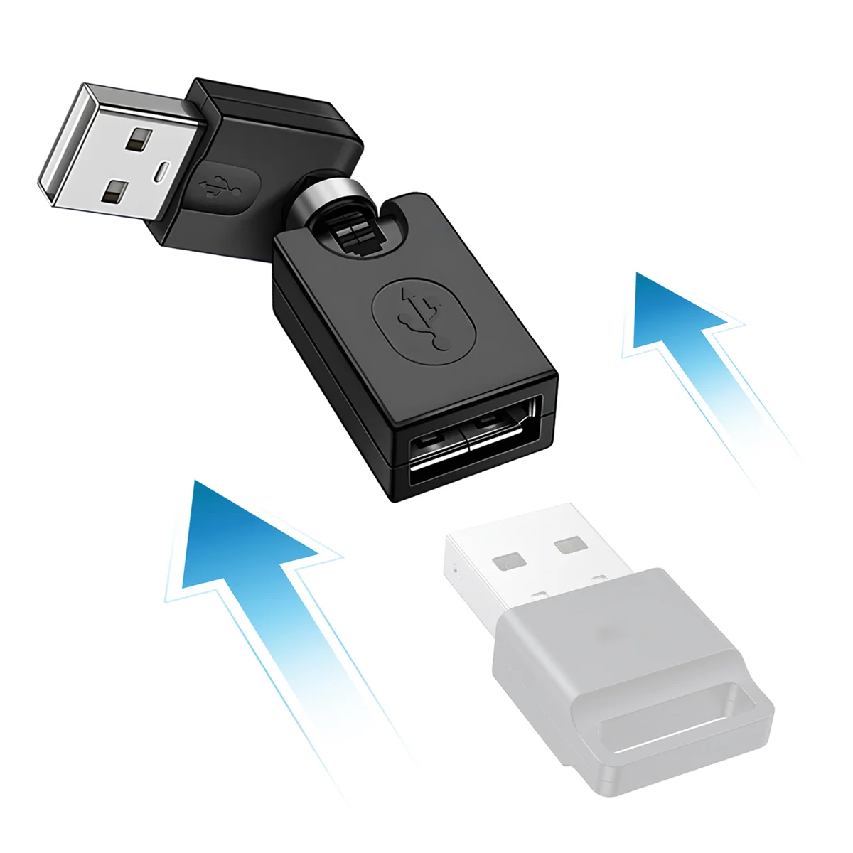 Черный адаптер USB 2.0 папа на мама с углом поворота 360 градусов